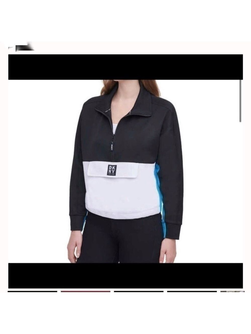 New-dkny Color Block Half-Zip Tech Crop Pullover